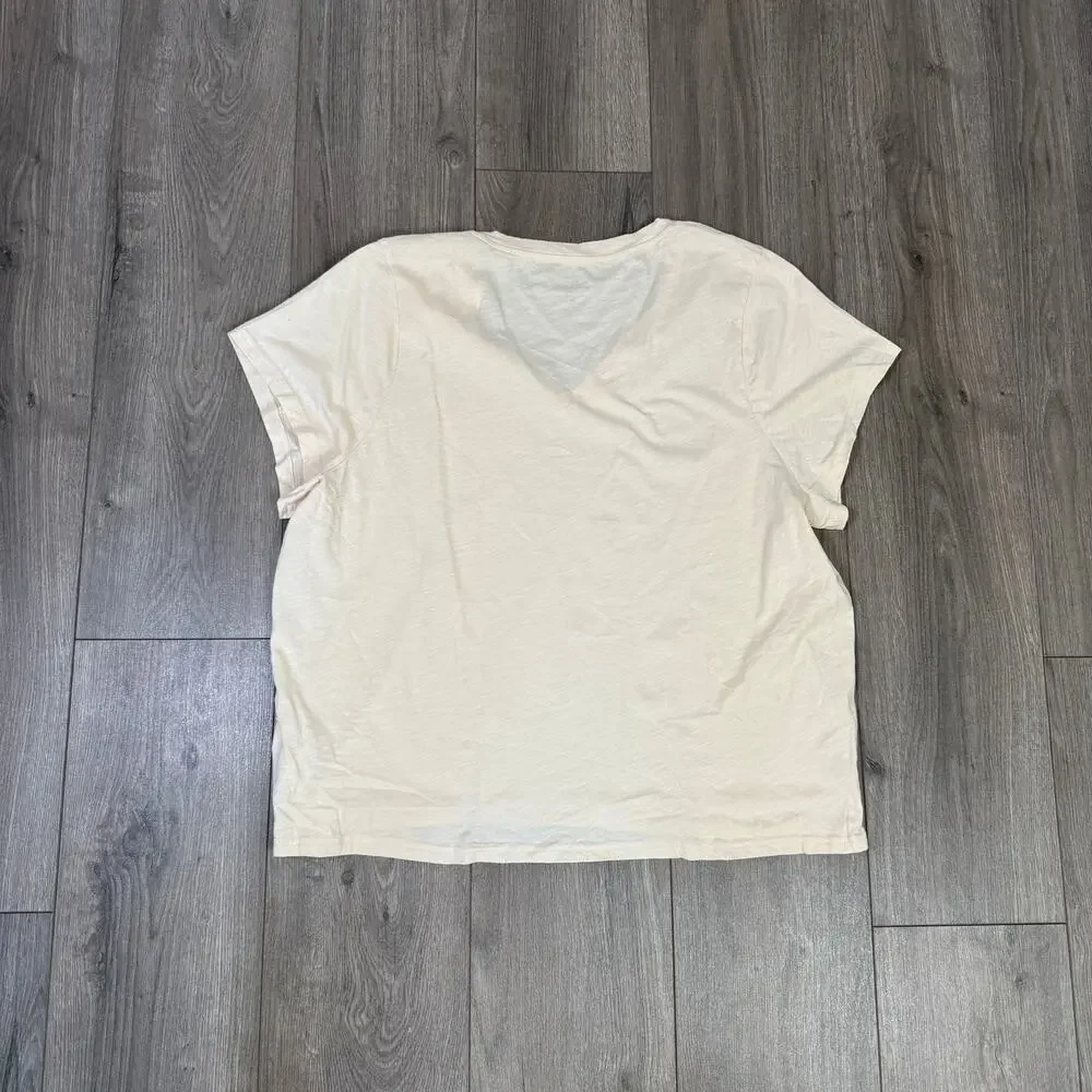 J.Crew Short-Sleeve Vintage Cotton V-Neck Tee Womens Plus Size 3X Cream Slim Fit